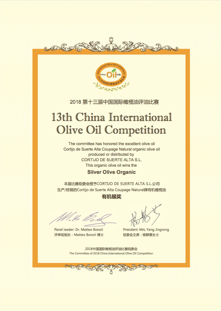 Ganamos medalla de plata en China Olive Oil Competition
